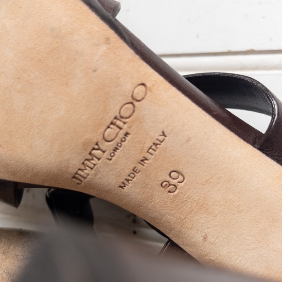 Brown Leather Jimmy Choo Strappy Sandals 39 - Picture 12 of 12
